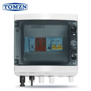 TOMZN PV Combiner Box With Lightning Protection Solar photovoltaic 1 input 1 out DC 600V Fuse MCB SPD Waterproof Box IP65