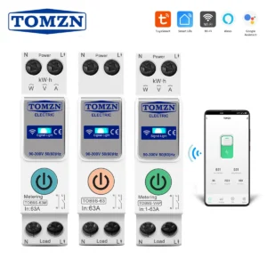 63A TOMZN 1P+N WIFI Smart Switch Energy Meter Kwh Metering Monitoring Circuit Breaker Timer Relay MCB TUYA smartlife