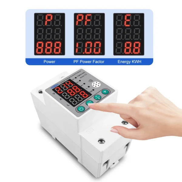 Din rail 63A Automatic Reconnect Over And Under Voltage Over Current Leakage Protection Surge Protect Protector Relay kwh power - Image 2