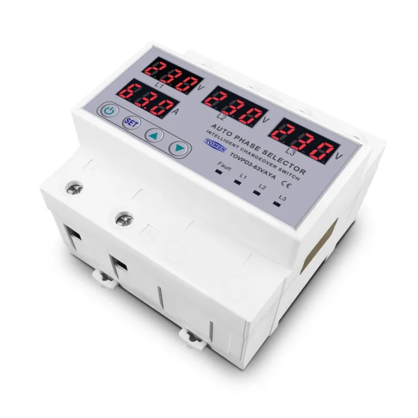 63A TOMZN 3 phase 3P+N Din rail phase selector adjustable Over and Under Voltage current protection Monitor Relays Protector - Image 6