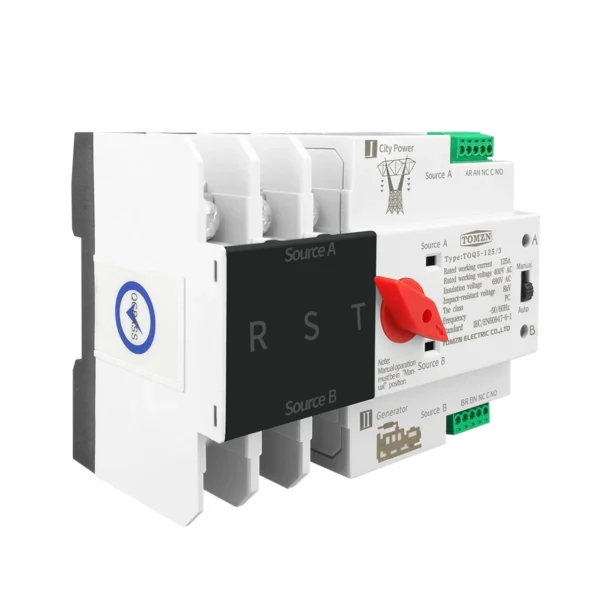 TOMZN 3P 3 Phase Din Rail ATS Dual Power Automatic Transfer Switch Electrical Selector Uninterrupted Power 63A 100A 125A - Image 2