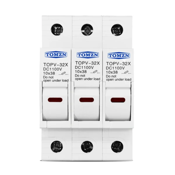 TOMZN 3P 1100V DC Fuse Holder 10*38mm High Voltage Solar PV TOPV-32 Base Photovoltaic System Protection Protector gPV LED - Image 6