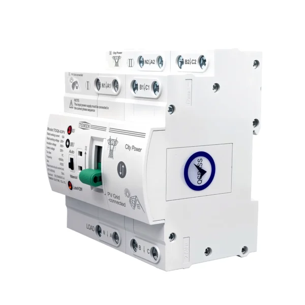 TOMZN Din Rail ATS L N 220V Small Dual Power Automatic Transfer Electrical Selector Switches Uninterrupted 4P 63A TOQ6 PV - Image 3