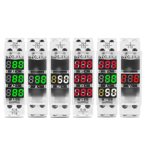 Din Rail 18mm AC 40-500V 220V 380V Voltage Meter Ammeter Single Three Phase Modular Indicator LED Digital Display Detector - Image 6