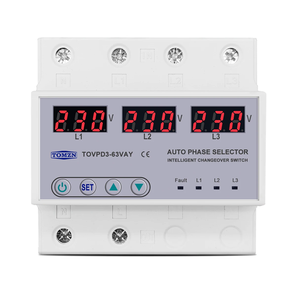Three phase 3P+N Din rail phase selector Voltmeter with adjustable Over and Under Voltage protection Monitor Relays Protector - Image 3