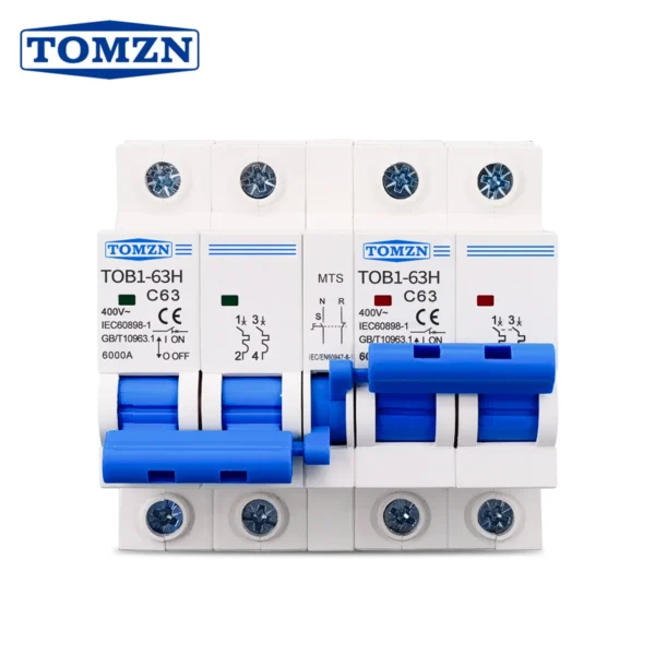 TOMZN 2P plus 2P MTS AC Dual power Manual transfer switch Circuit breaker MCB 50HZ/60HZ