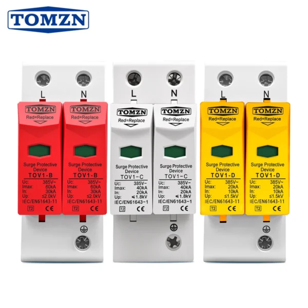 AC SPD 1P+N 20KA 40KA 60KA  275V 385V House Surge Protector protection Protective Low-voltage  Arrester Device