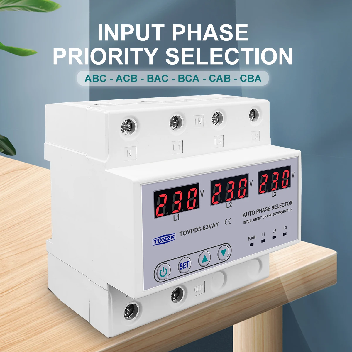 Three phase 3P+N Din rail phase selector Voltmeter with adjustable Over and Under Voltage protection Monitor Relays Protector - Image 5