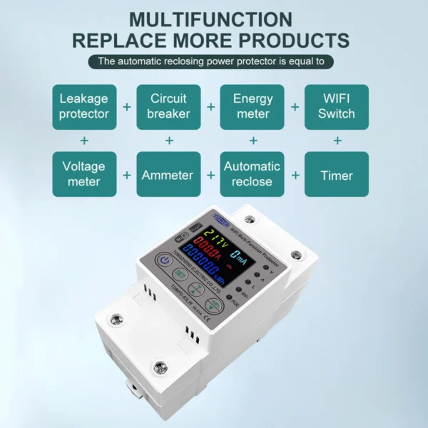TOMZN 63A 80A WIFI Smart Energy Meter Kwh Metering Circuit Breaker Timer with voltage current and leakage protection TUYA TOMPD - Image 6