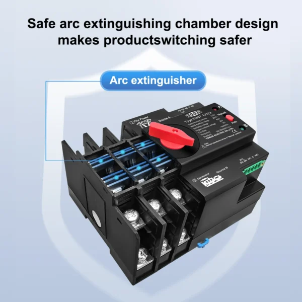 TOMZN Din Rail 3 phase ATS 3P 63A 100A 125A 220V 230V Dual Power Automatic Transfer Electrical Selector Switch Uninterrupted - Image 2