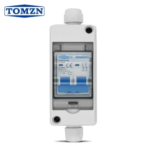 TOMZN Solar photovoltaic PV Combiner Box with DC MCB HT 2ways 1 in 1 out DC 2P DC 600V 1000V 3-63A Waterproof Box IP65 no wires