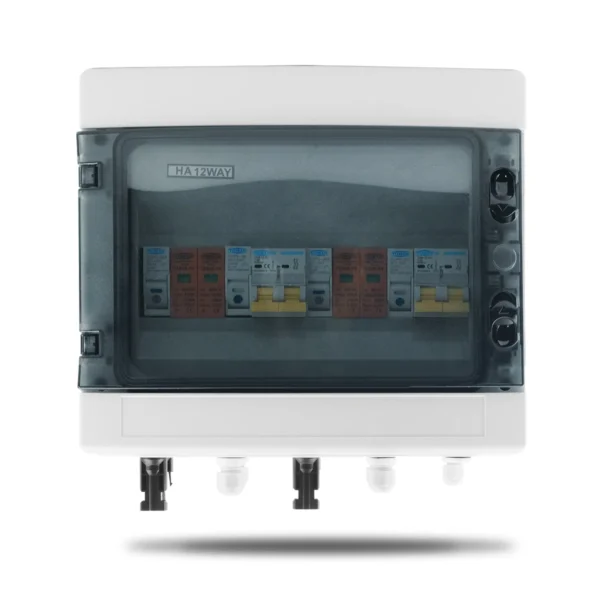 Solar photovoltaic PV Combiner Box With Lightning Protection 2 input 2 out DC 600V Fuse MCB SPD Waterproof Box IP65 12ways - Image 5