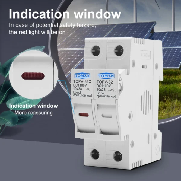 one set 1P 2P DC Fuse Holder 10*38mm High Voltage Solar PV 1100V TOMZN TOPV-30 Base Photovoltaic System Protection Protector gpV - Image 3
