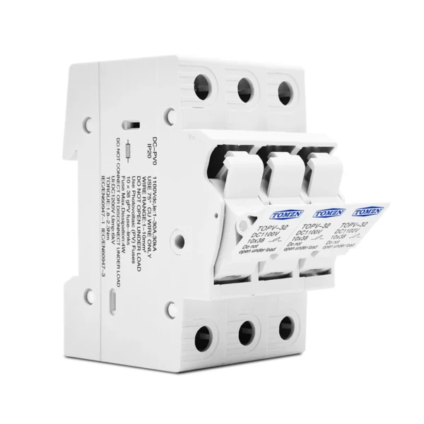 TOMZN 3P 1100V DC Fuse Holder 10*38mm High Voltage Solar PV TOPV-32X Base Photovoltaic System Protection Protector gPV - Image 3