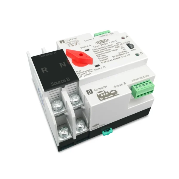 TOMZN Single Phase Din Rail ATS 220V Dual Power Automatic Transfer Electrical Selector Switches Uninterrupted 2P 63A 100A 125A - Image 3