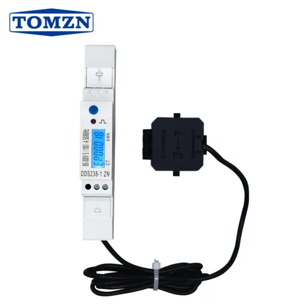 TOMZN Energy Meter CT LCD 85-300V Max 400V 100A 50/60Hz Positive Reverse Active Reactive Energy Voltage Current Hz PF Backlight
