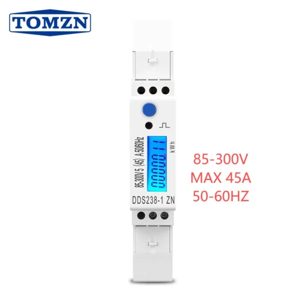 5(45)A 45A MAX 110V 220V 50HZ 60HZ voltage current single phase Din rail KWH Watt hour energy meter with RS485 MODBUS-RUT