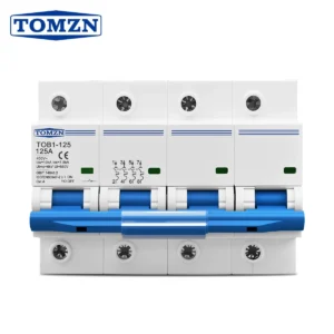 TOB1-125 4P 80A 100A 125A 220V/400V AC 50Hz/60Hz Circuit breaker MCB 10kA Din Rail High current Switch TOMZN