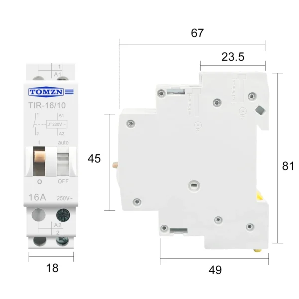 TOMZN TIR-16 Din rail Impulse Relay Household 230V AC Household Electric Pulse Control 16A 1NO 50HZ 60HZ for lighting control - Image 6
