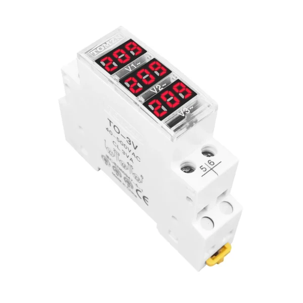 Din Rail 18mm Voltage Meter AC 40-500V 220V 380V Single Three Phase Modular Voltmeter Indicator LED Digital Display Detector - Image 2