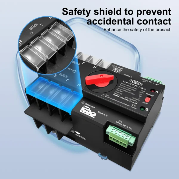 TOMZN Din Rail 3 phase 2P3P4P 63A 100A 125A 230V Dual Power Automatic Transfer Electrical Selector Switch Uninterrupted ATS - Image 5