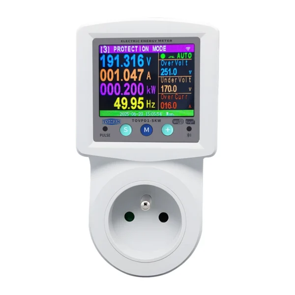 SKW WIFI Smart Socket For Universal EU UK France Thailand 1-16A OVP OCP UVP Timer V-I-Hz-kW-kWh-PF Display Bluetooth Prepayment - Image 4