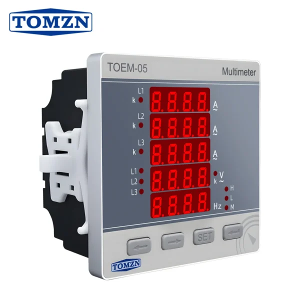 TOMZN Three Phase Volt Current Frequency Multi-function Meter 3P4L AC/DC 85-265V Line-to-Line Voltage Password Max and Min Value