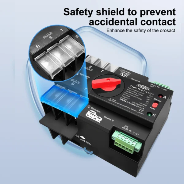 TOMZN Din Rail 3 phase ATS 3P 63A 100A 125A 220V 230V Dual Power Automatic Transfer Electrical Selector Switch Uninterrupted - Image 6