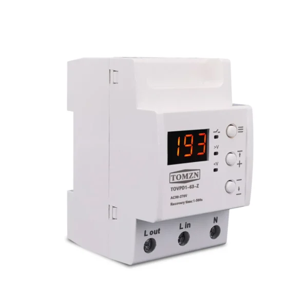Din rail 63A 90-270V Adjustable over under voltage proteciotn device automatic reconnect protector with voltage display - Image 2