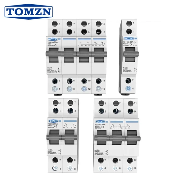 TOMZN TO419G Changeover Switch 1234P 400V~ 80A MTS Dual Power Manual Transfer Isolating Interlock Circuit Breaker Disconnectable