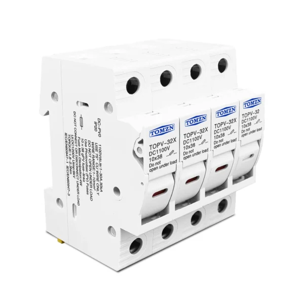 TOMZN 4P 1100V DC Fuse Holder 10*38mm High Voltage Solar PV TOPV-32X Base Photovoltaic System Protection Protector gPV LED - Image 4