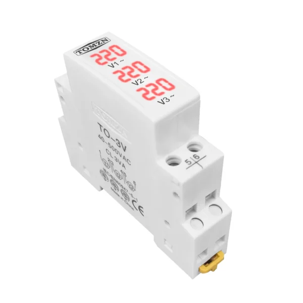 Din Rail 18mm Voltage Meter AC 40-500V 220V 380V Single Three Phase Modular Voltmeter Indicator LED Digital Display Detector - Image 3