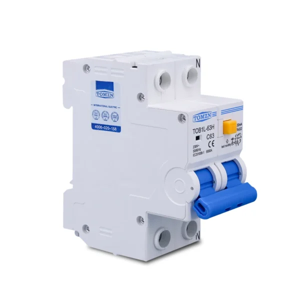 TOMZN TOB1L-63H 2P 63A 230V AC 50Hz/60Hz Residual current Circuit breaker with over current and Leakage protection RCBO cut L N - Image 2