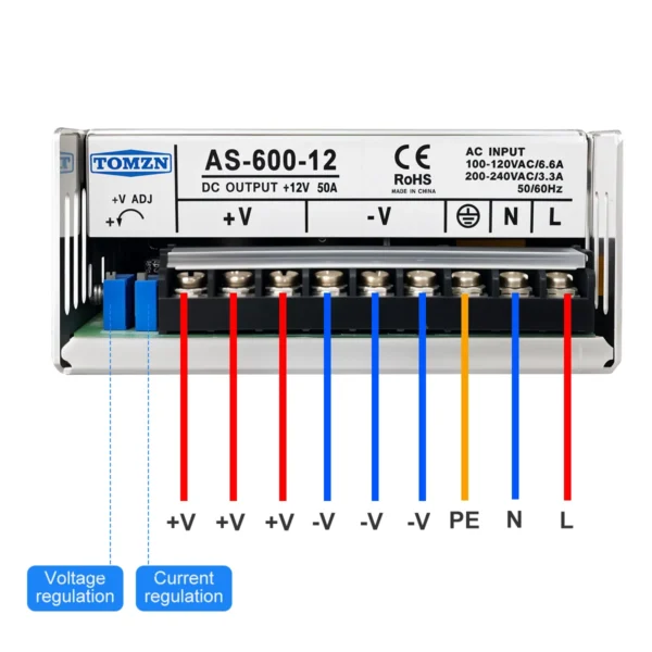 TOMZN AC-DC 600W SMPS AS series Switching power supply input 110V 220V output 12V 24V 36V 48V 60V adjustable CCCV High Power - Image 6