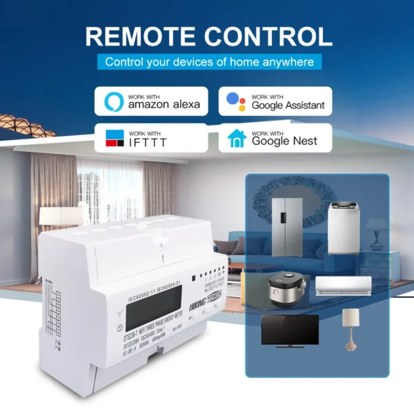3 phase 80A TOMZN Tuya WIFI Smart Bidirectional Energy Meter timer Power Consumption Monitor kWh  switch Wattmeter 3*120V 3*220V - Image 3