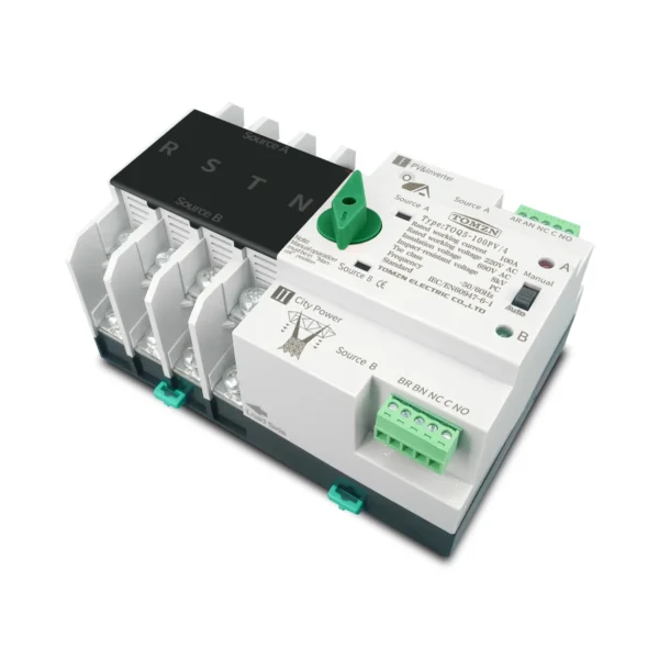4P 3 Phase 4 wire Din Rail ATS for PV and inverter Dual Power Automatic Transfer Selector Switches Uninterrupted 63A 100A 125A - Image 5