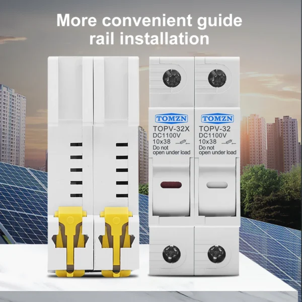 one set 1P 2P DC Fuse Holder 10*38mm High Voltage Solar PV 1100V TOMZN TOPV-30 Base Photovoltaic System Protection Protector gpV - Image 6