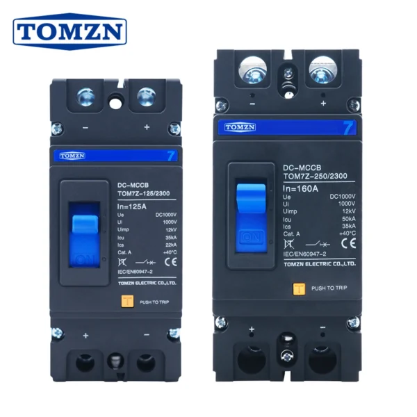 2P DC MCCB TOM7Z 1000V DC Solar Molded Case Circuit Breaker MCCB Overload Protection Switch Protector for Solar Photovoltaic PV