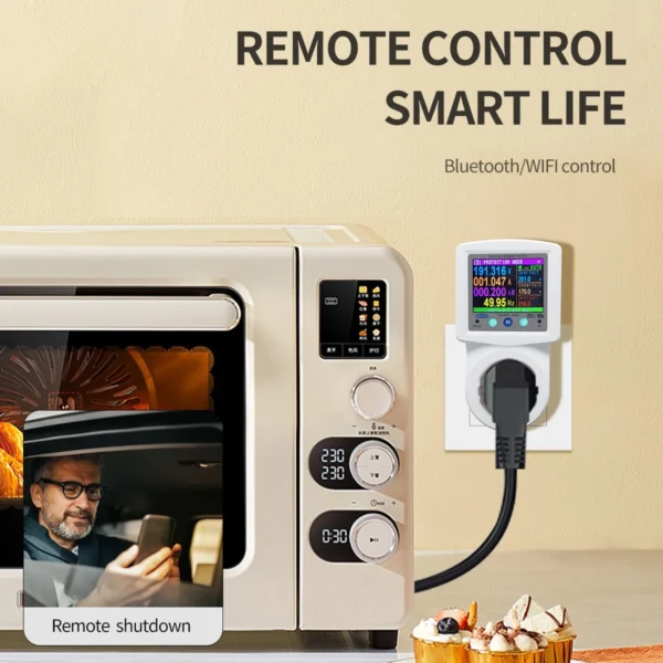 6 in 1 Smart Meter SKW France EU Socket WIFI TUYA Smartlife OVP UVP OCP Timer Prepaid function V-A-Hz-PF-kWh Leakage Display - Image 4