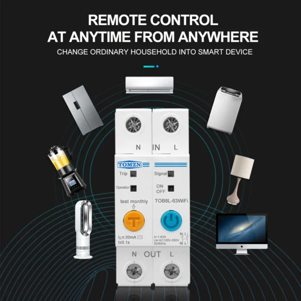 63A Ewelink Single Phase WIFI Smart Energy Meter Kwh Metering Monitoring Circuit Breaker Timer Relay with Leakage Protection - Image 4