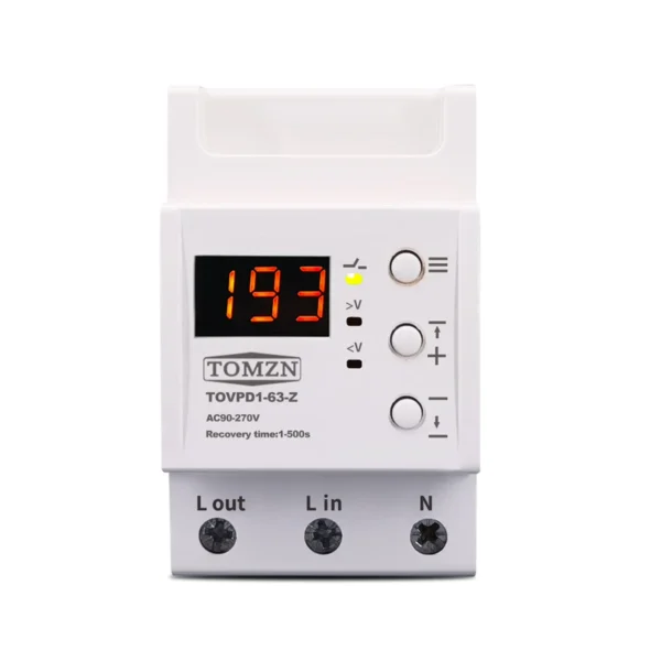 Din rail 63A 90-270V Adjustable over under voltage proteciotn device automatic reconnect protector with voltage display - Image 6