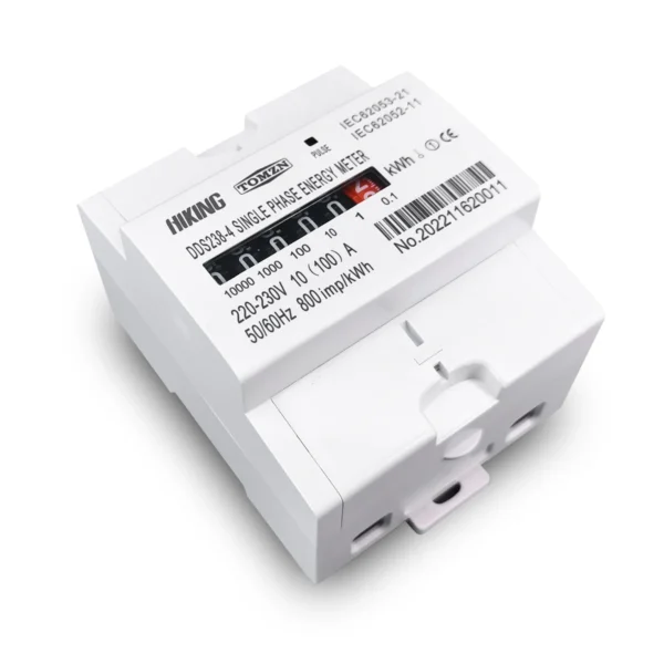 TOMZN Din Rail 220-230VAC 60A 100A Single Phase Energy Meter kWh Monitoring 5+1 Mechanical Count Display 50/60Hz 800/1600imp/kwh - Image 3