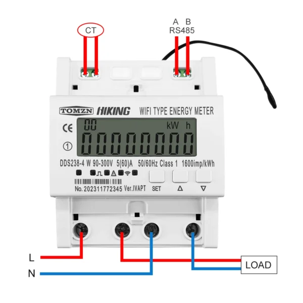 60A 90-300V TUYA WIFI Smart Leakage Energy Meter kWh Temperature Circuit Breaker Timer With Voltage Current Protector RS485 - Image 2