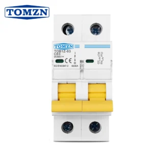2P DC 600V  Circuit breaker MCB C curve single pole direct-current fuse for PV witch cover