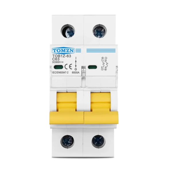 TOMZN 2P DC 600V  Circuit breaker MCB C curve single pole direct-current fuse for PV - Image 6