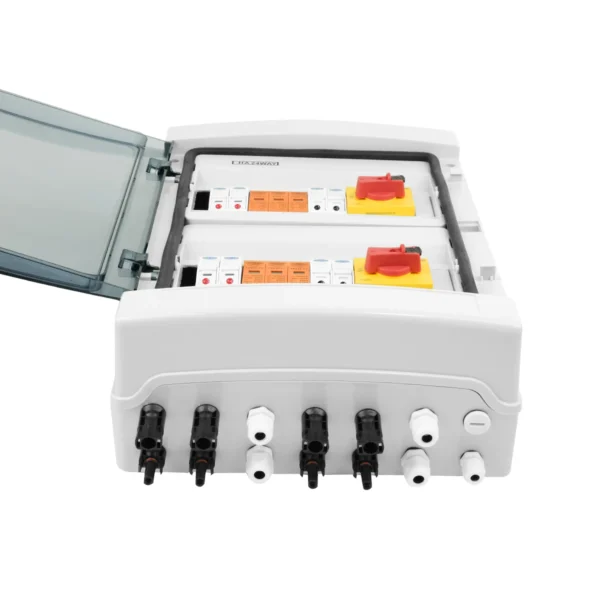 Solar photovoltaic PV Combiner Box With Lightning Protection 4 input 2 out DC 1000V Fuse MCB SPD Waterproof Box IP65 24ways - Image 4