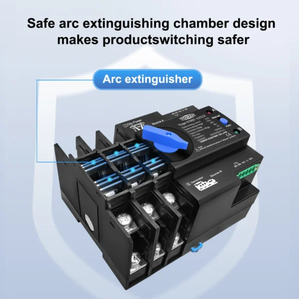 TOMZN Din Rail 3 phase 110V 2P3P4P 63A 100A 125A Dual Power Automatic Transfer Electrical Selector Switch Uninterrupted TOQ7 - Image 2