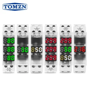 Din Rail 18mm AC 40-500V 220V 380V Voltage Meter Ammeter Single Three Phase Modular Indicator LED Digital Display Detector