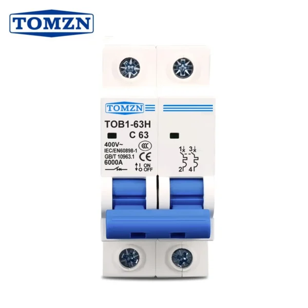 2P 16A 400V~ 50HZ/60HZ Circuit breaker AC MCB safety breaker C type