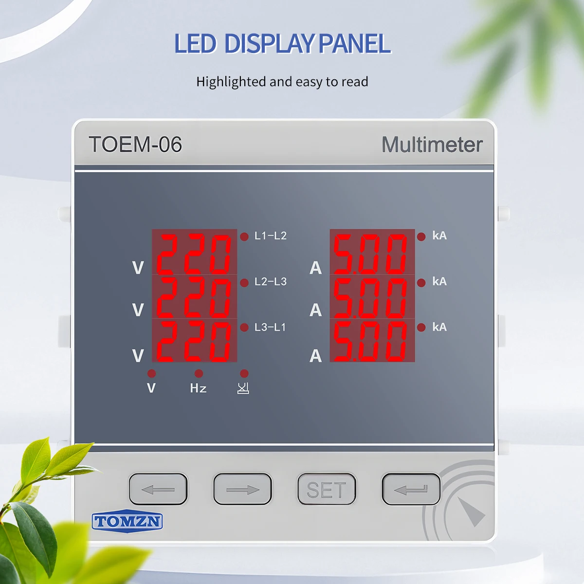Digital Multimeter (V-I-Hz) Three Phase Voltage Current Frequency Line-to-Line Voltage Accueacy0.5 AC 450V 5A 3P4L TOMZN TOEM-06 - Image 6